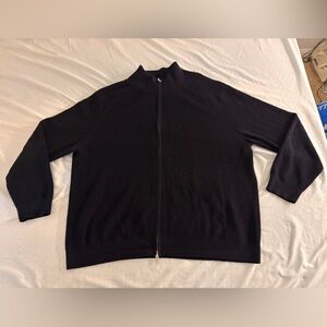 deep navy blue rib knit h&m long sleeve zip up with double zipper